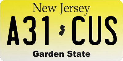 NJ license plate A31CUS