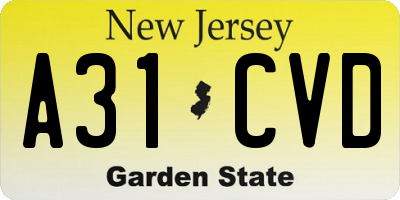 NJ license plate A31CVD