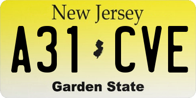 NJ license plate A31CVE