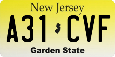 NJ license plate A31CVF