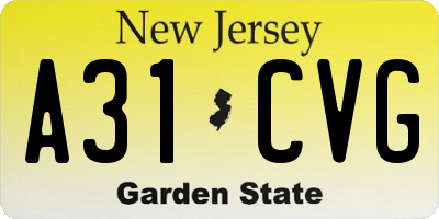 NJ license plate A31CVG