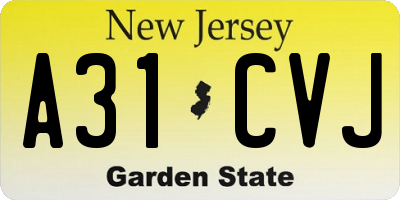 NJ license plate A31CVJ