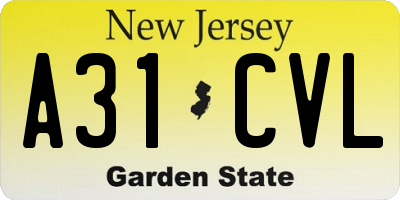 NJ license plate A31CVL
