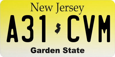 NJ license plate A31CVM