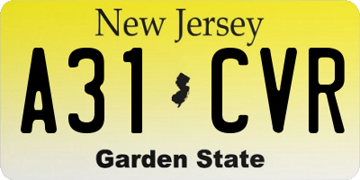 NJ license plate A31CVR
