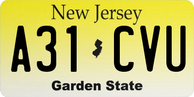 NJ license plate A31CVU