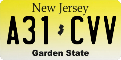 NJ license plate A31CVV