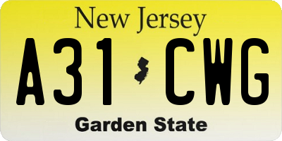 NJ license plate A31CWG
