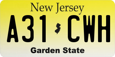 NJ license plate A31CWH