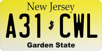 NJ license plate A31CWL