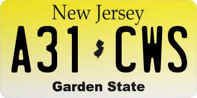 NJ license plate A31CWS