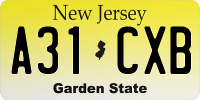 NJ license plate A31CXB