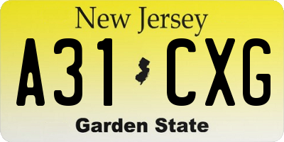 NJ license plate A31CXG