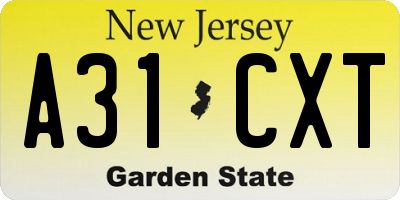 NJ license plate A31CXT
