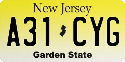 NJ license plate A31CYG
