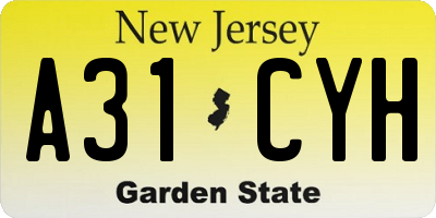 NJ license plate A31CYH
