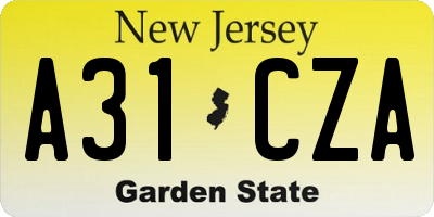 NJ license plate A31CZA