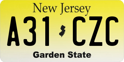 NJ license plate A31CZC