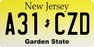 NJ license plate A31CZD
