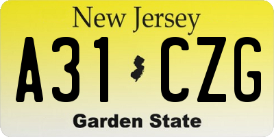 NJ license plate A31CZG