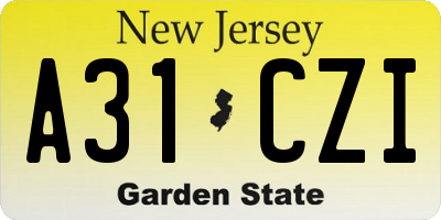 NJ license plate A31CZI