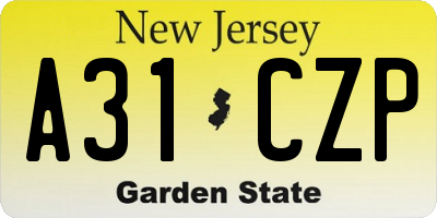 NJ license plate A31CZP