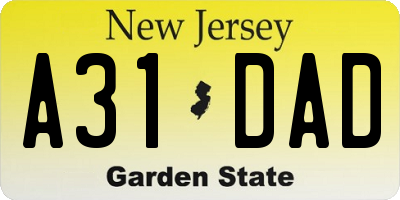 NJ license plate A31DAD