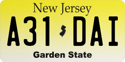 NJ license plate A31DAI