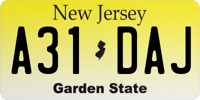 NJ license plate A31DAJ