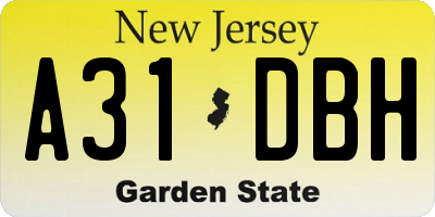 NJ license plate A31DBH