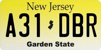 NJ license plate A31DBR