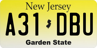 NJ license plate A31DBU