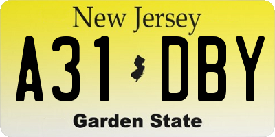 NJ license plate A31DBY