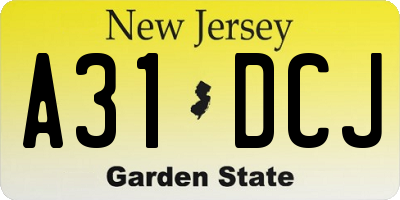 NJ license plate A31DCJ
