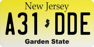 NJ license plate A31DDE