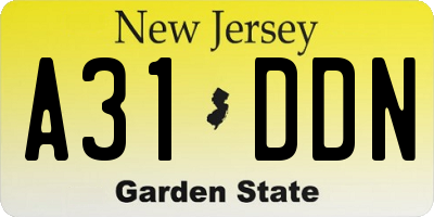 NJ license plate A31DDN
