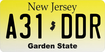 NJ license plate A31DDR