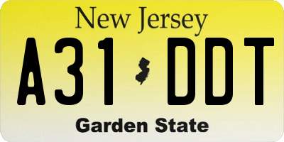 NJ license plate A31DDT
