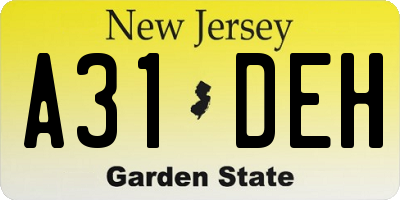 NJ license plate A31DEH