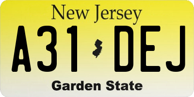 NJ license plate A31DEJ