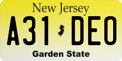 NJ license plate A31DEO