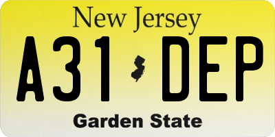 NJ license plate A31DEP