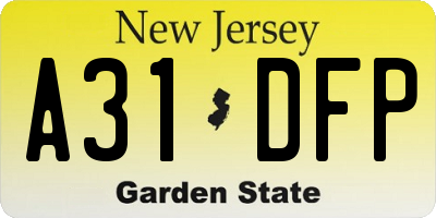 NJ license plate A31DFP