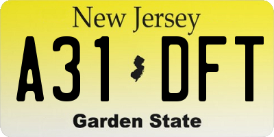 NJ license plate A31DFT