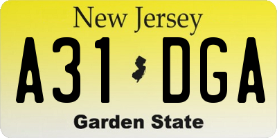 NJ license plate A31DGA