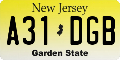 NJ license plate A31DGB