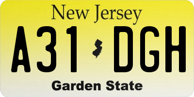 NJ license plate A31DGH