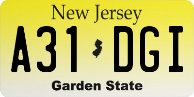 NJ license plate A31DGI