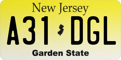 NJ license plate A31DGL