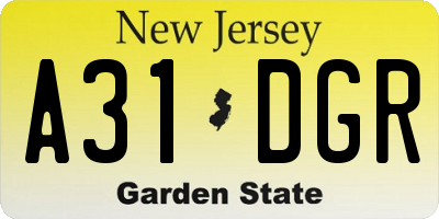 NJ license plate A31DGR
